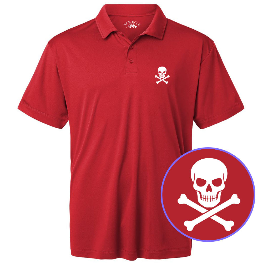 Red Skull And Crossbones Men's Golf Polo Shirt