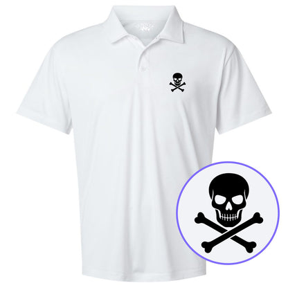 White Skull And Crossbones Men's Golf Polo Shirt