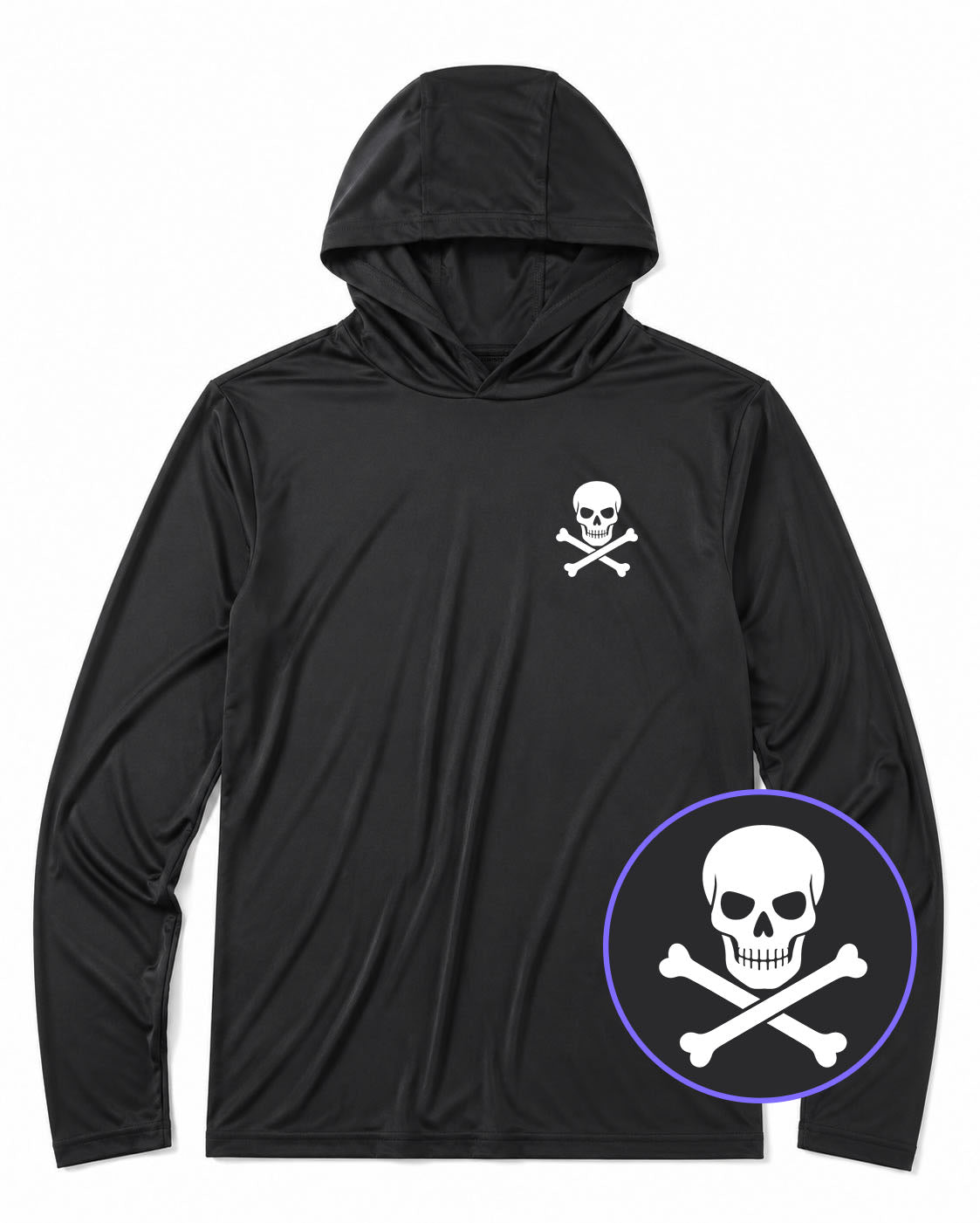 Black Skull And Crossbones Men's Lightweight Performance Golf Hoodie