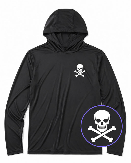 Black Skull And Crossbones Men's Lightweight Performance Golf Hoodie