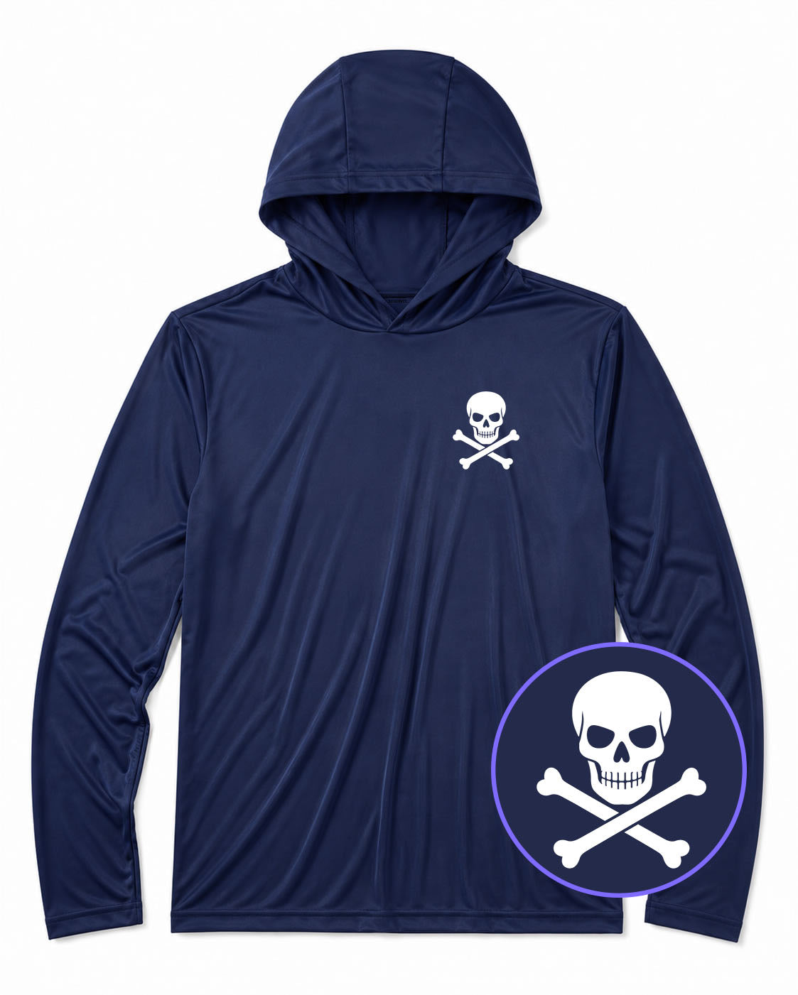 Navy Blue Skull And Crossbones Men's Lightweight Performance Golf Hoodie