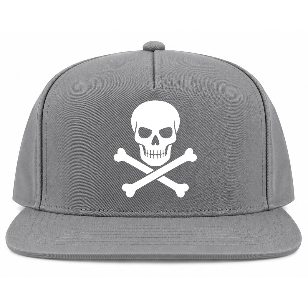 Grey Skull And Crossbones Golf Snapback Hat