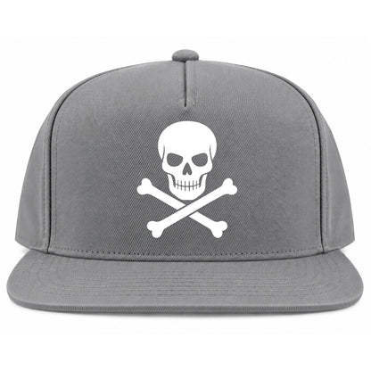 Grey Skull And Crossbones Golf Snapback Hat