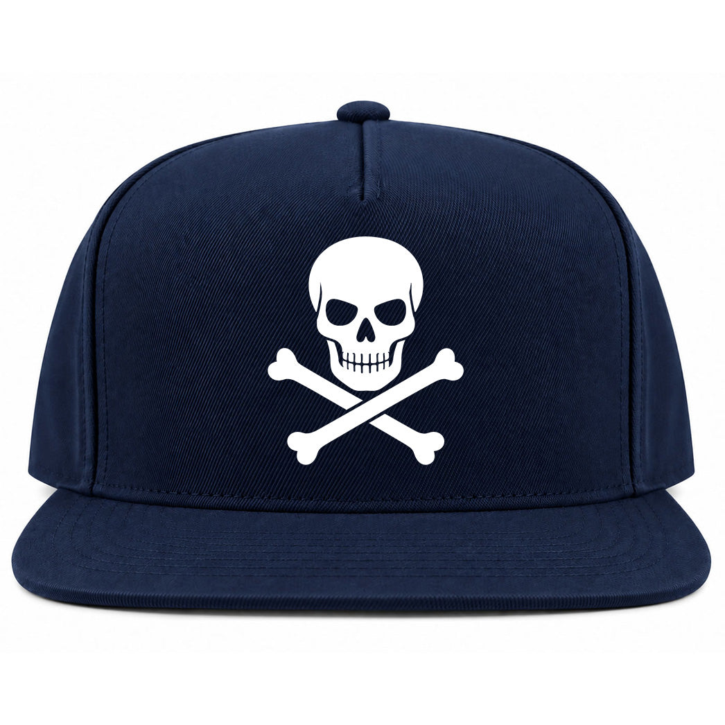 Navy Blue Skull And Crossbones Golf Snapback Hat