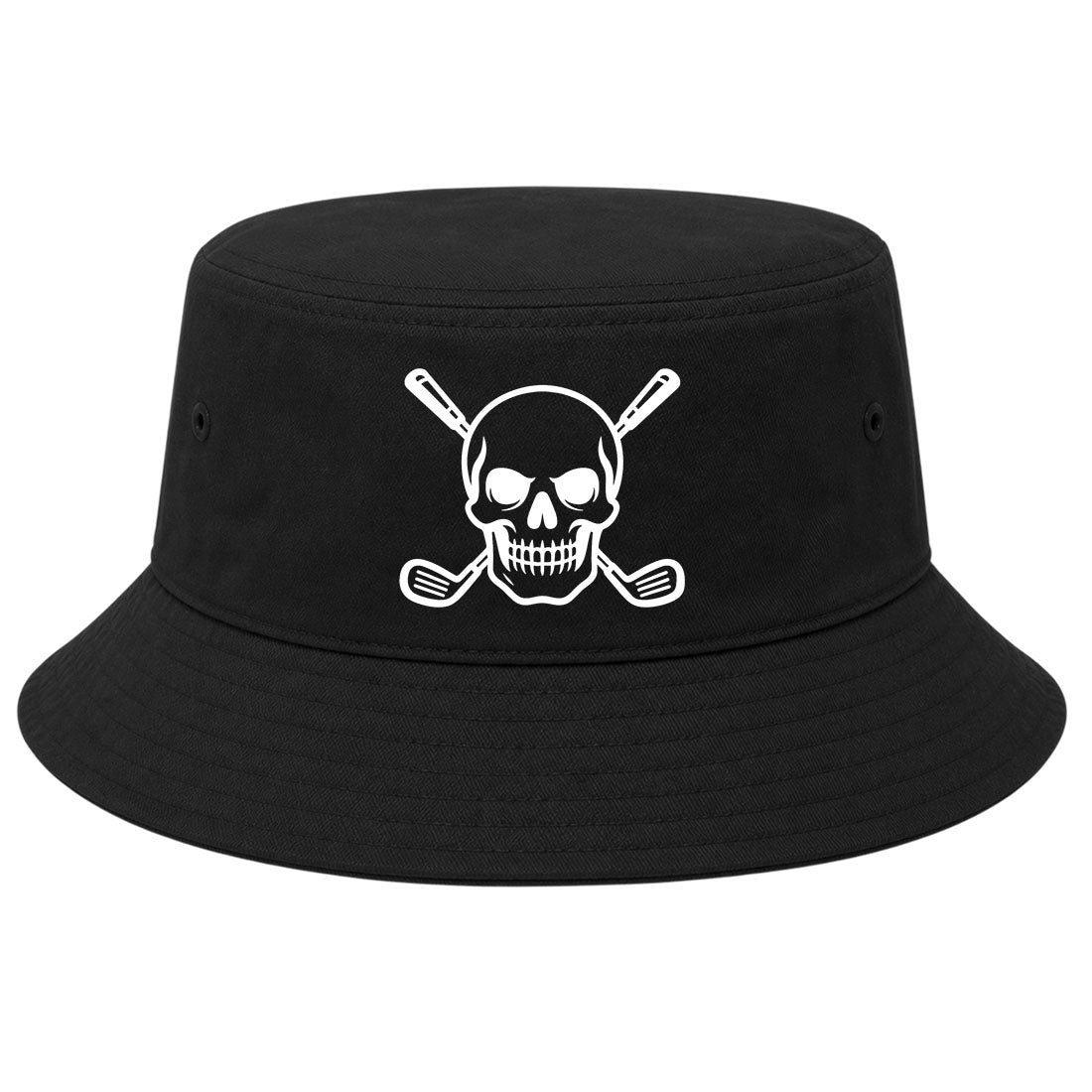 Black Skull And Golf Clubs Alternative Golf Bucket Hat