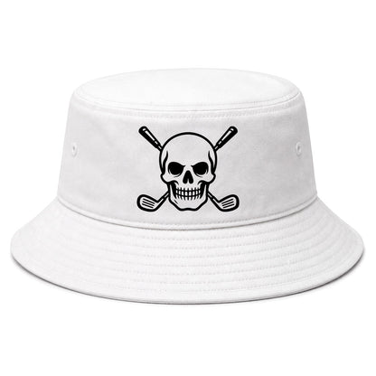 White Skull And Golf Clubs Alternative Golf Bucket Hat