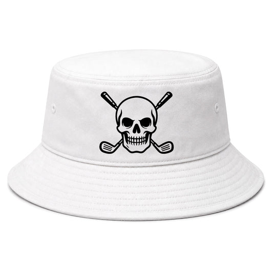 White Skull And Golf Clubs Alternative Golf Bucket Hat