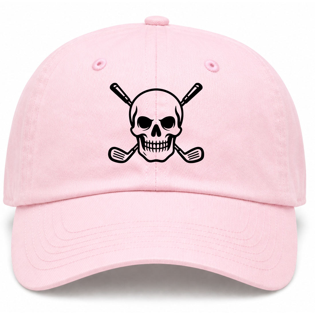 Pink Skull And Golf Clubs Alternative Golf Dad Hat