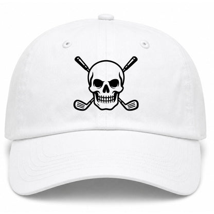 White Skull And Golf Clubs Alternative Golf Dad Hat