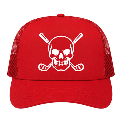 Red Skull And Golf Clubs Alternative Golf Trucker Hat