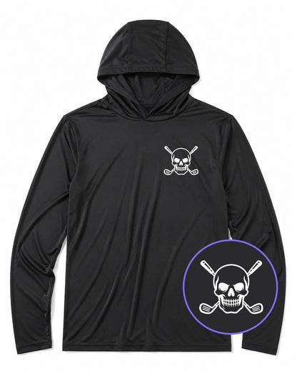 Black Skull And Golf Clubs Alternative Men's Lightweight Performance Golf Hoodie