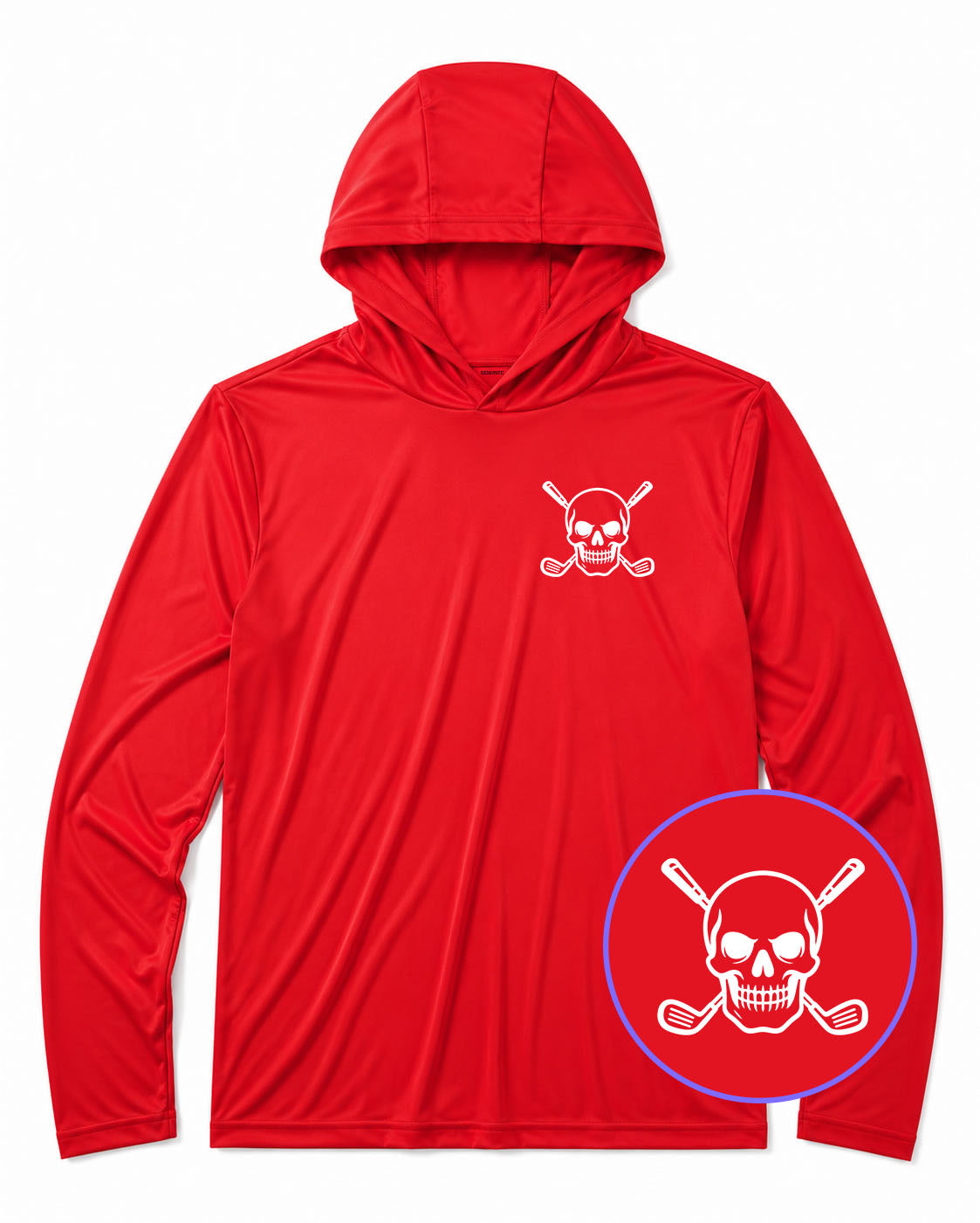 Red Skull And Golf Clubs Alternative Men's Lightweight Performance Golf Hoodie