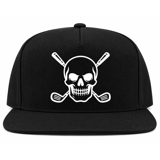 Black Skull And Golf Clubs Alternative Golf Snapback Hat