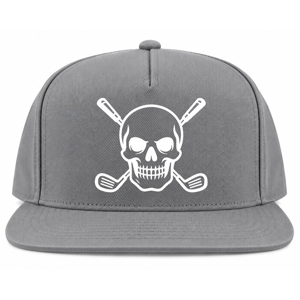 Grey Skull And Golf Clubs Alternative Golf Snapback Hat
