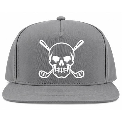 Grey Skull And Golf Clubs Alternative Golf Snapback Hat