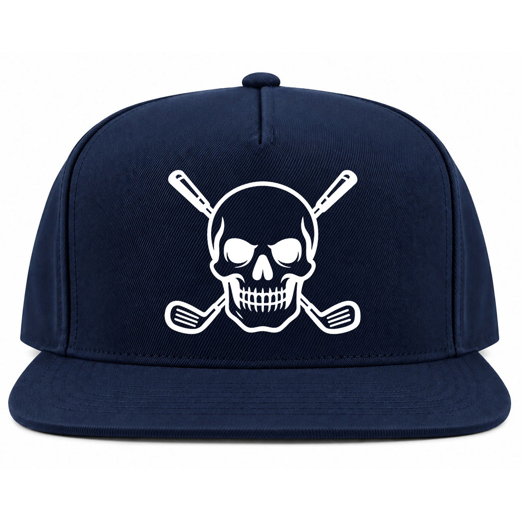 Navy Blue Skull And Golf Clubs Alternative Golf Snapback Hat
