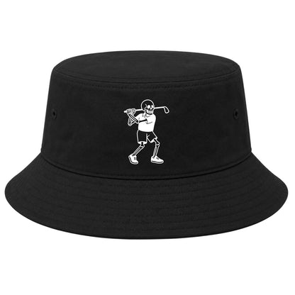 Black Skull Skeleton Golfer Golf Bucket Hat