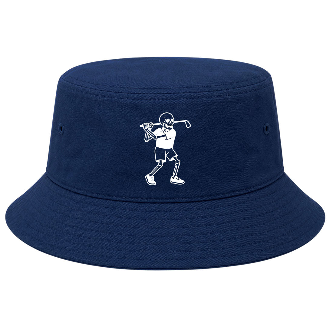 Navy Skull Skeleton Golfer Golf Bucket Hat