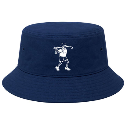 Navy Skull Skeleton Golfer Golf Bucket Hat
