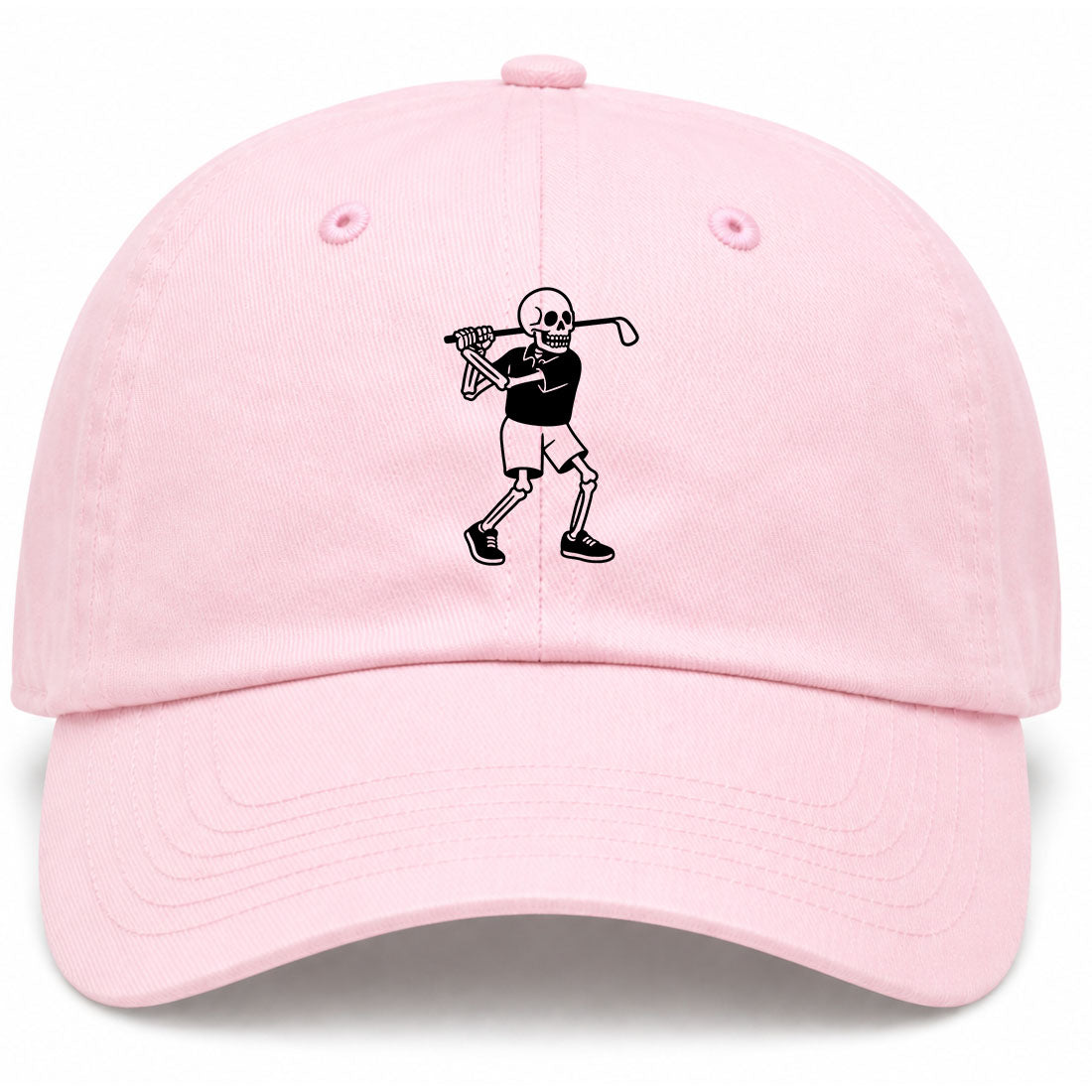 Pink Skull Skeleton Golfer Golf Dad Hat