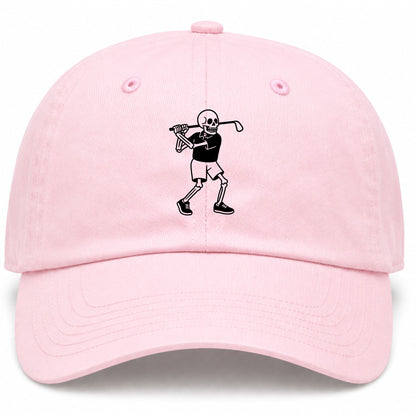 Pink Skull Skeleton Golfer Golf Dad Hat