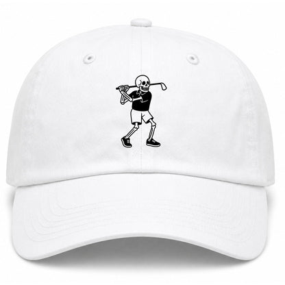 White Skull Skeleton Golfer Golf Dad Hat