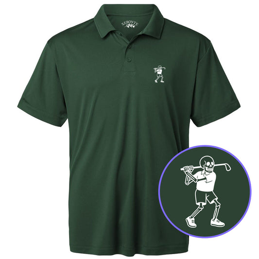 Green Skull Skeleton Golfer Men's Golf Polo Shirt