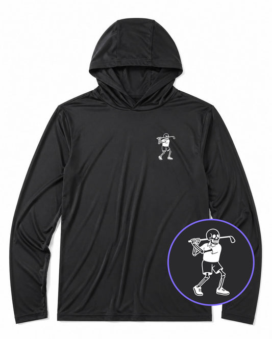 Black Skull Skeleton Golfer Men's Lightweight Performance Golf Hoodie
