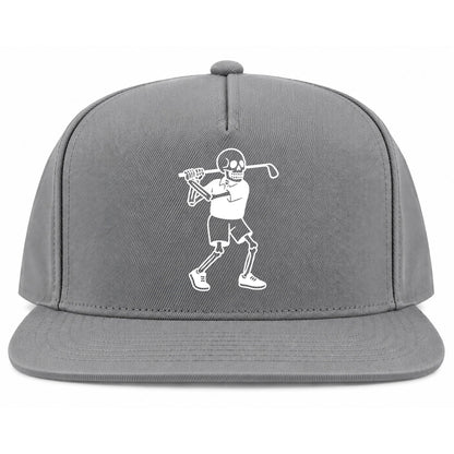 Grey Skull Skeleton Golfer Golf Snapback Hat
