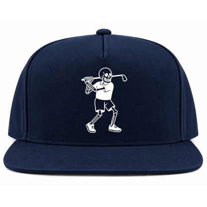 Navy Blue Skull Skeleton Golfer Golf Snapback Hat