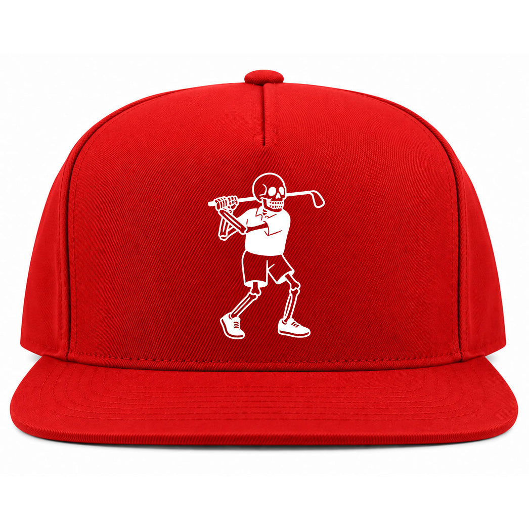 Red Skull Skeleton Golfer Golf Snapback Hat