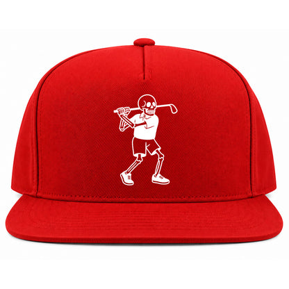 Red Skull Skeleton Golfer Golf Snapback Hat
