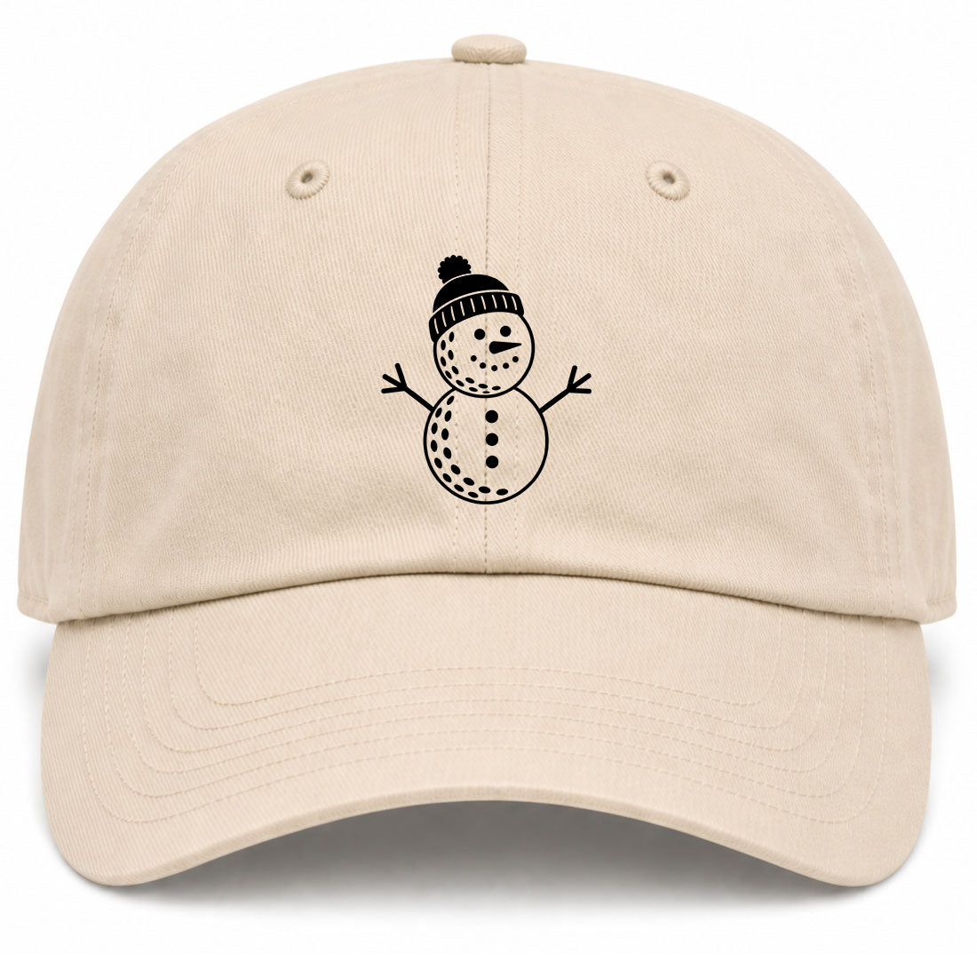Beige Snowman Golf Dad Hat