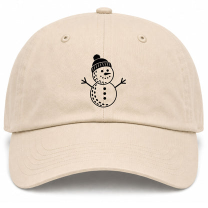 Beige Snowman Golf Dad Hat