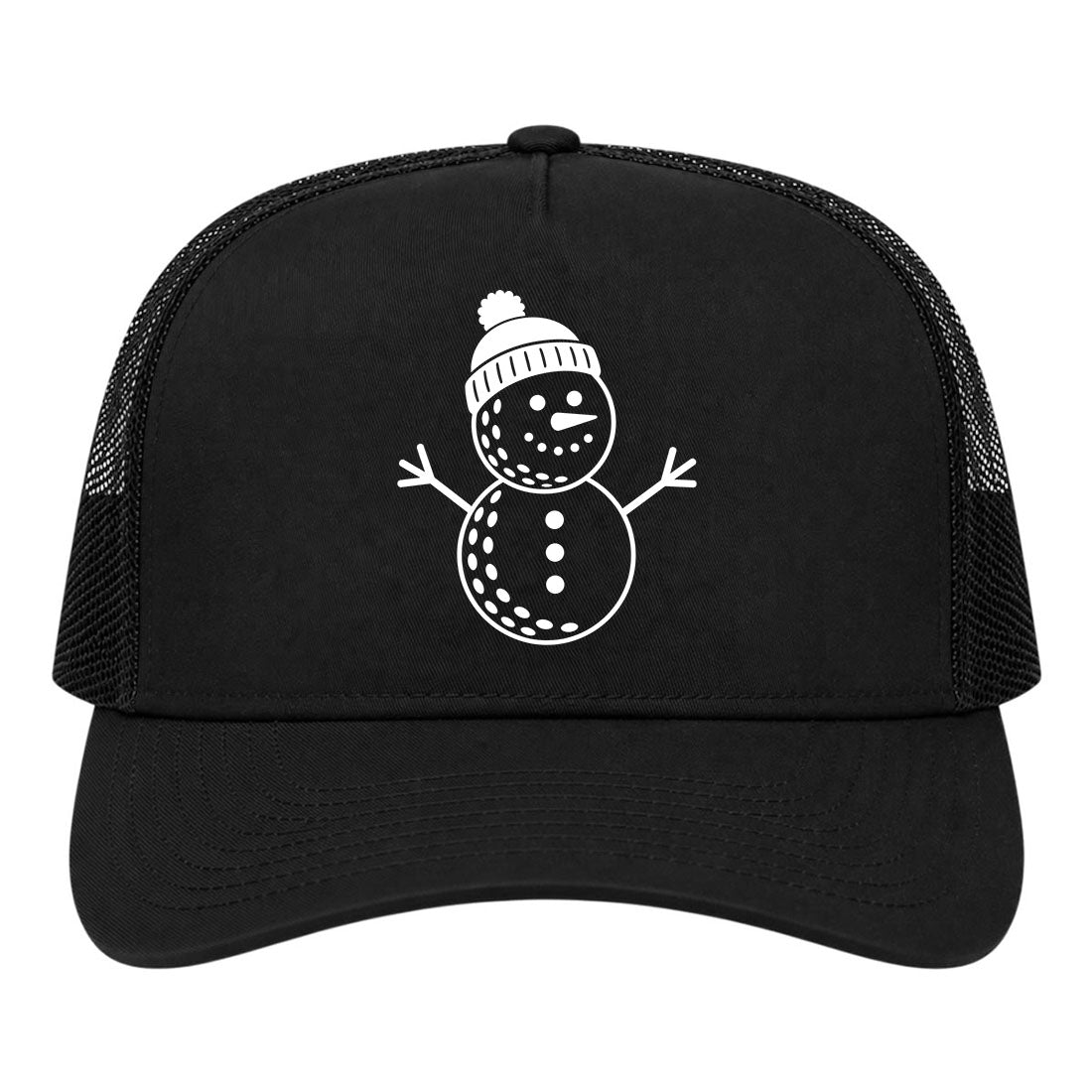 Black Snowman Golf Trucker Hat