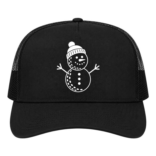 Black Snowman Golf Trucker Hat