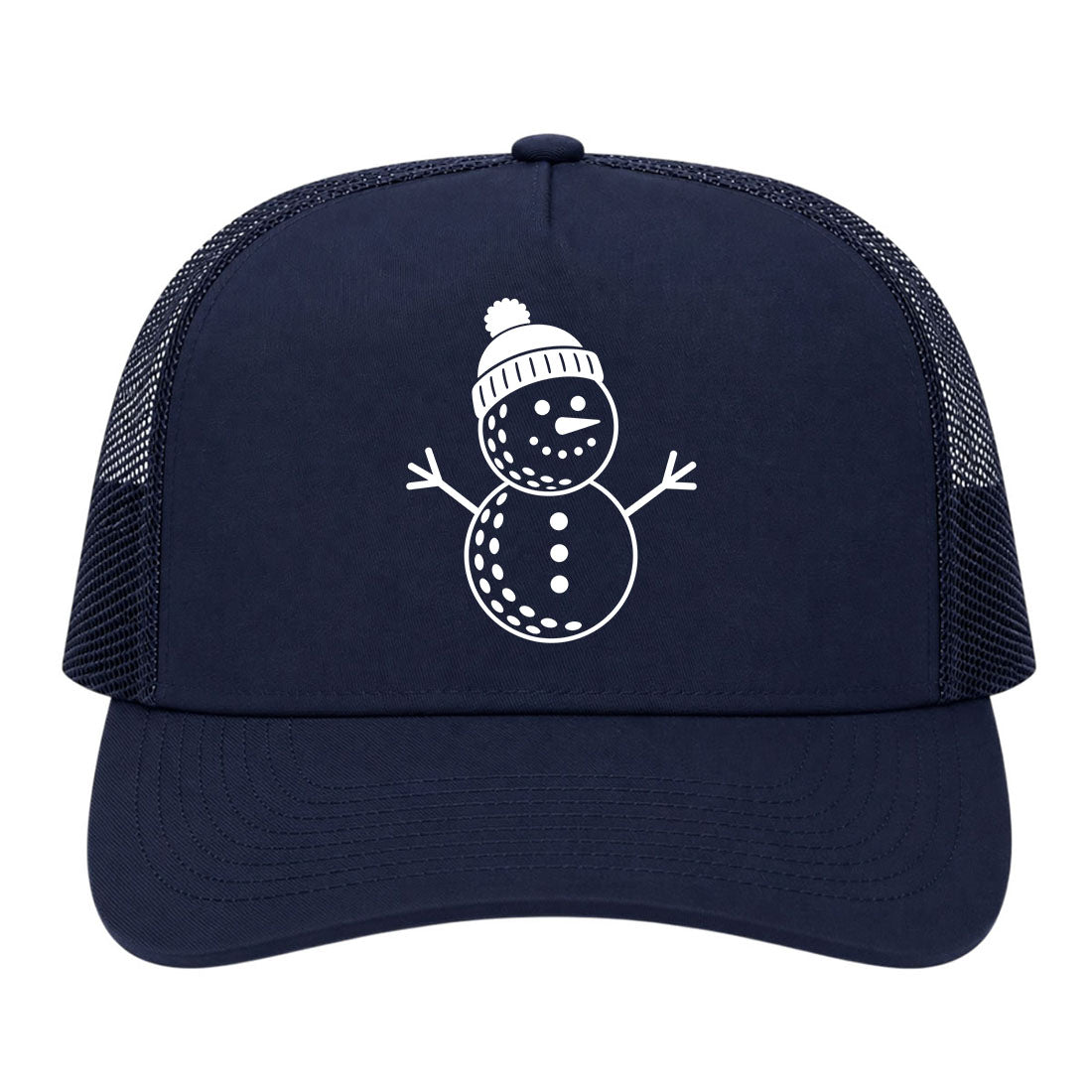 Navy Blue Snowman Golf Trucker Hat