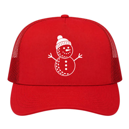 Red Snowman Golf Trucker Hat