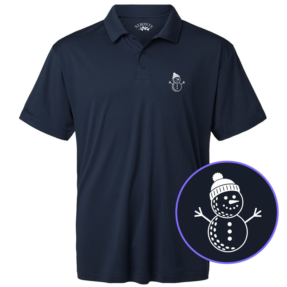Navy Blue Snowman Men's Golf Polo Shirt