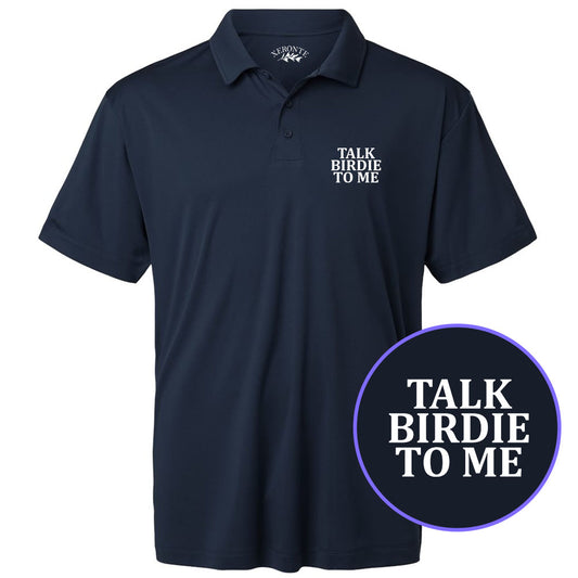 Navy Blue Talk Birdie To Me Men's Golf Polo Shirt