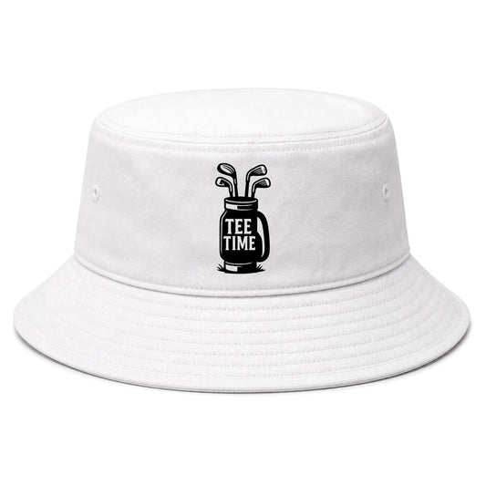 White Tee Time Golf Clubs Golf Bucket Hat