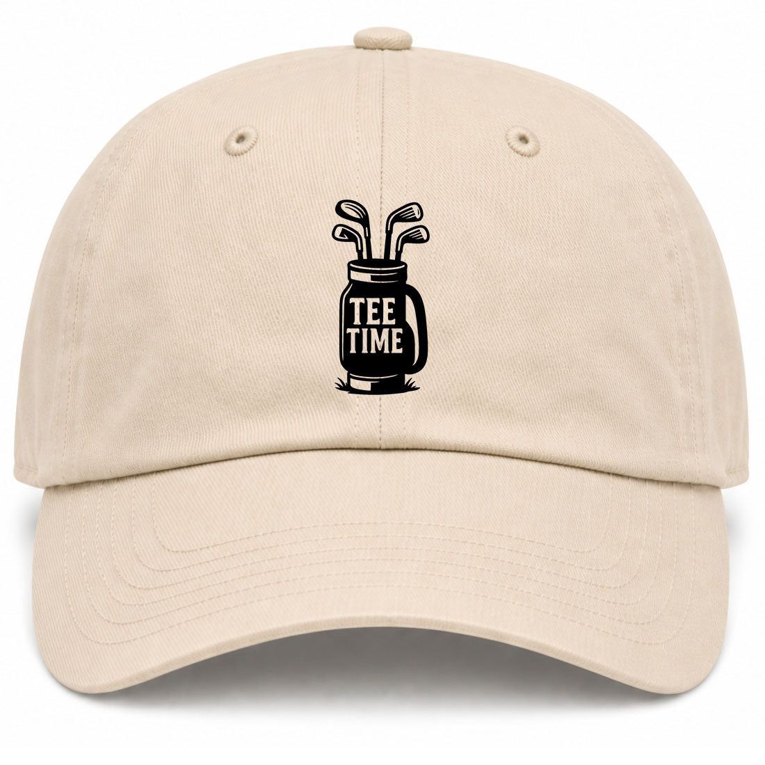 Beige Tee Time Golf Clubs Golf Dad Hat