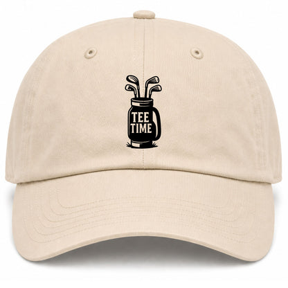 Beige Tee Time Golf Clubs Golf Dad Hat