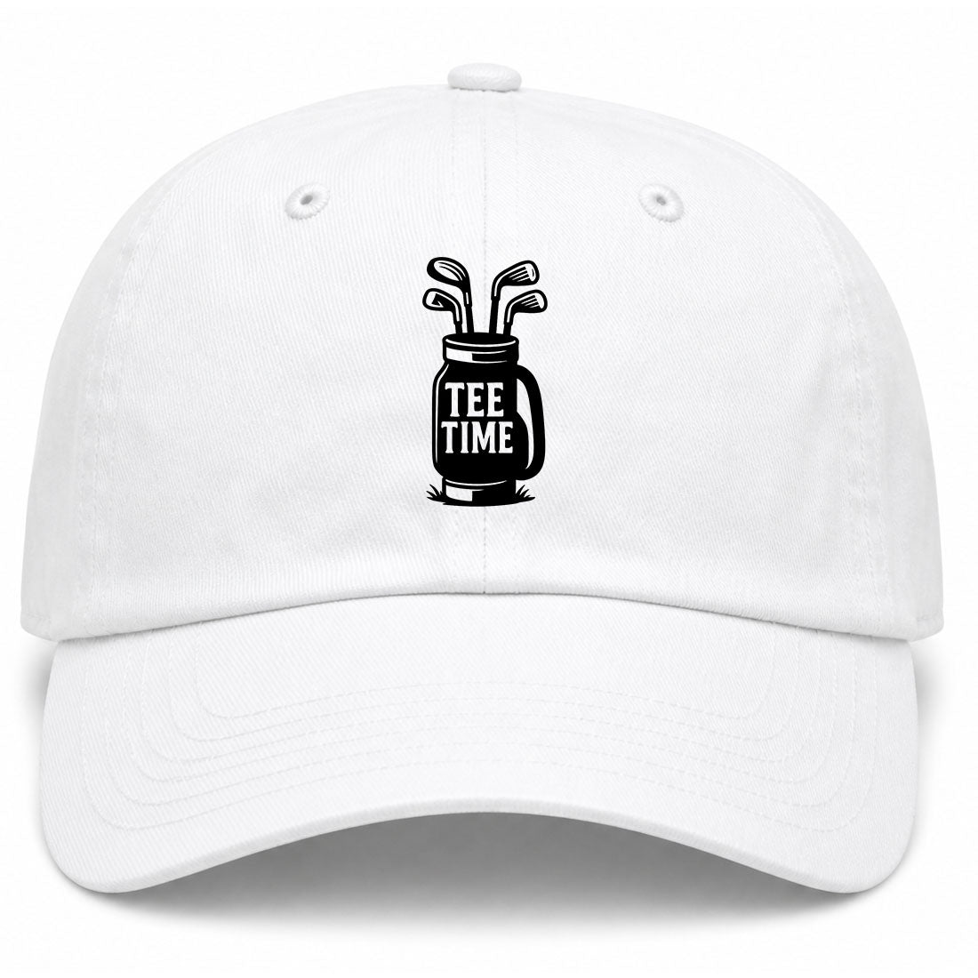 White Tee Time Golf Clubs Golf Dad Hat