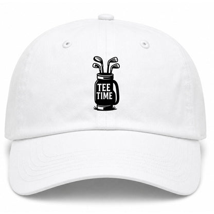 White Tee Time Golf Clubs Golf Dad Hat