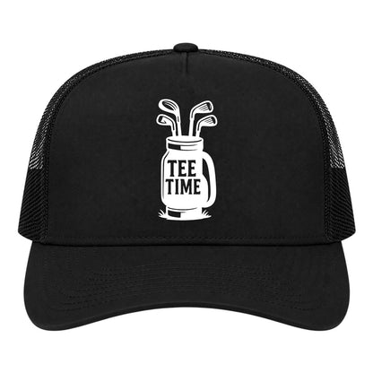 Black Tee Time Golf Clubs Golf Trucker Hat