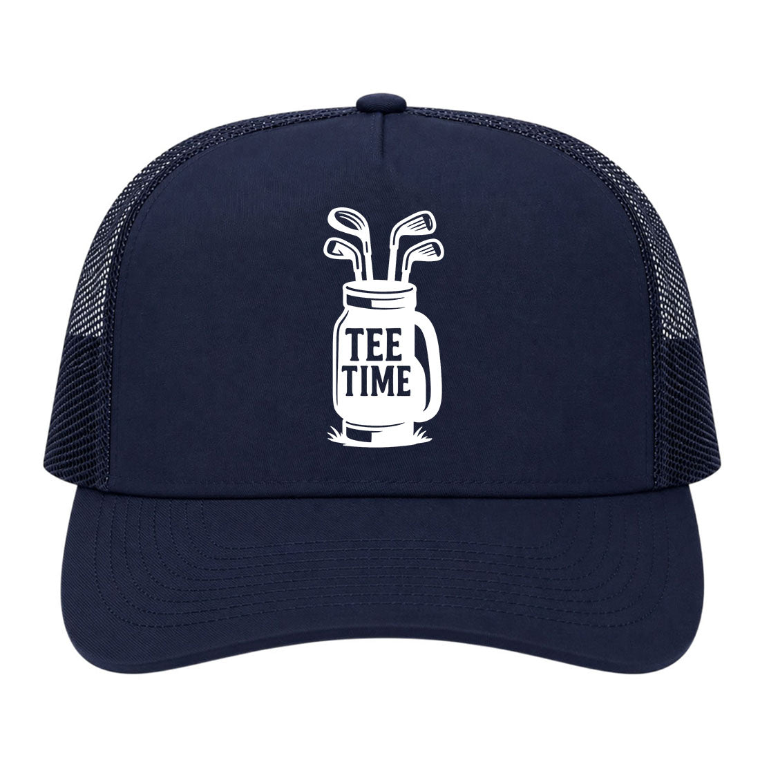 Navy Blue Tee Time Golf Clubs Golf Trucker Hat