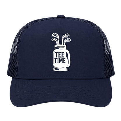 Navy Blue Tee Time Golf Clubs Golf Trucker Hat