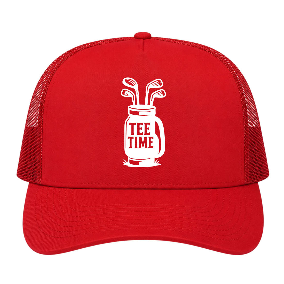 Red Tee Time Golf Clubs Golf Trucker Hat