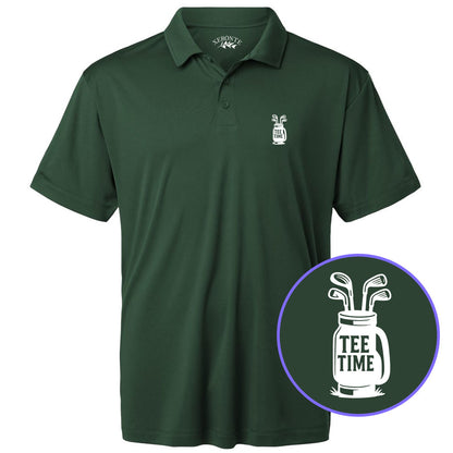 Green Tee Time Golf Clubs Men's Golf Polo Shirt